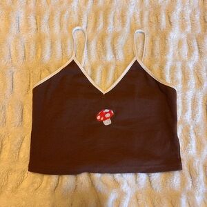 Brown and Red Graphic Crop Camisole
